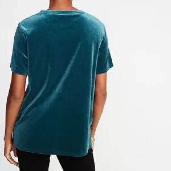 Old Navy Velour Velvet Short Sleeve Flowy Top Teal Blue Sz XL Boho Western Rodeo - Picture 3 of 7